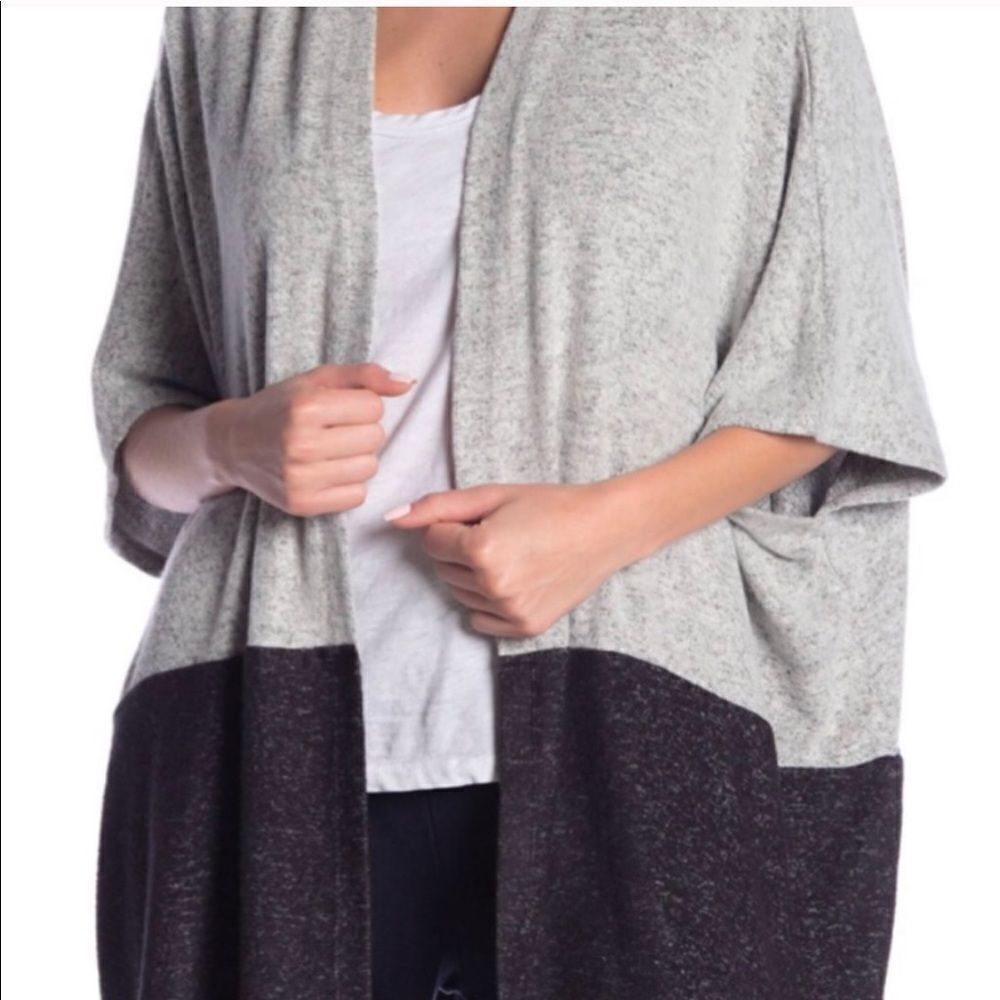 Olive and Oak gray colorblock open cocoon sweater
